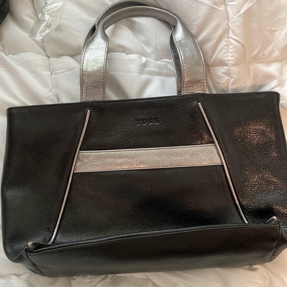 Tusk Black/Silver leather mini tote bag